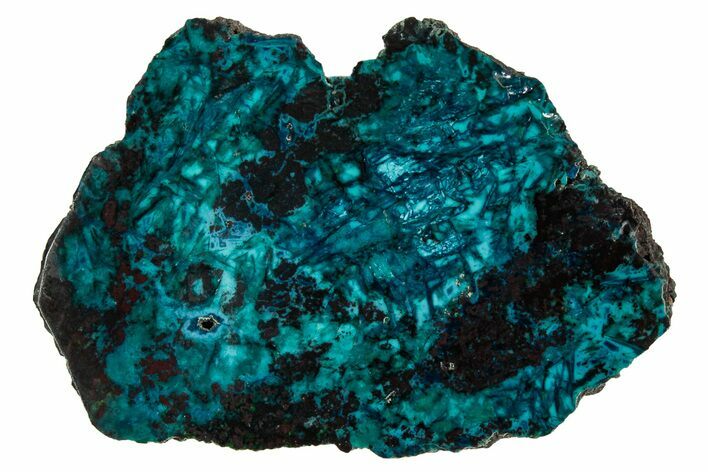 Vibrant Chrysocolla and Shattuckite Slab - Mexico #337042